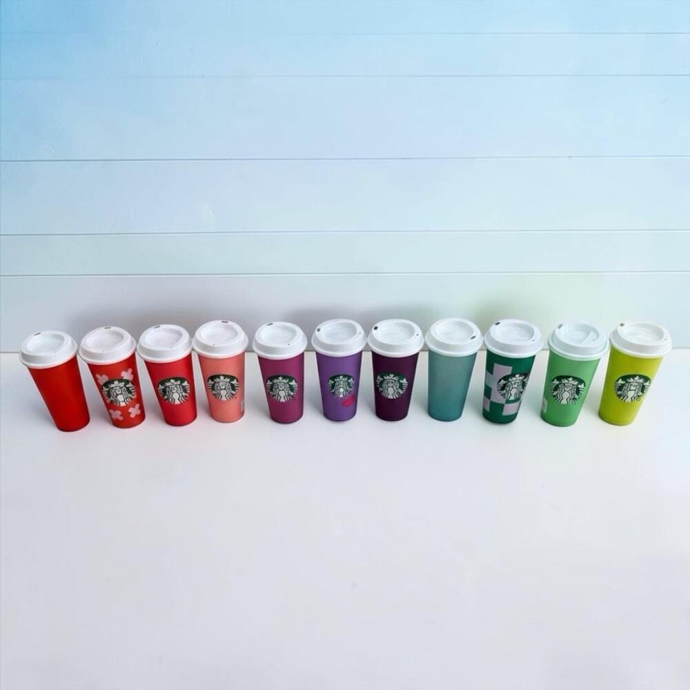 Starbucks Holiday Reusable Hot Cups Lids 16oz lot of 11